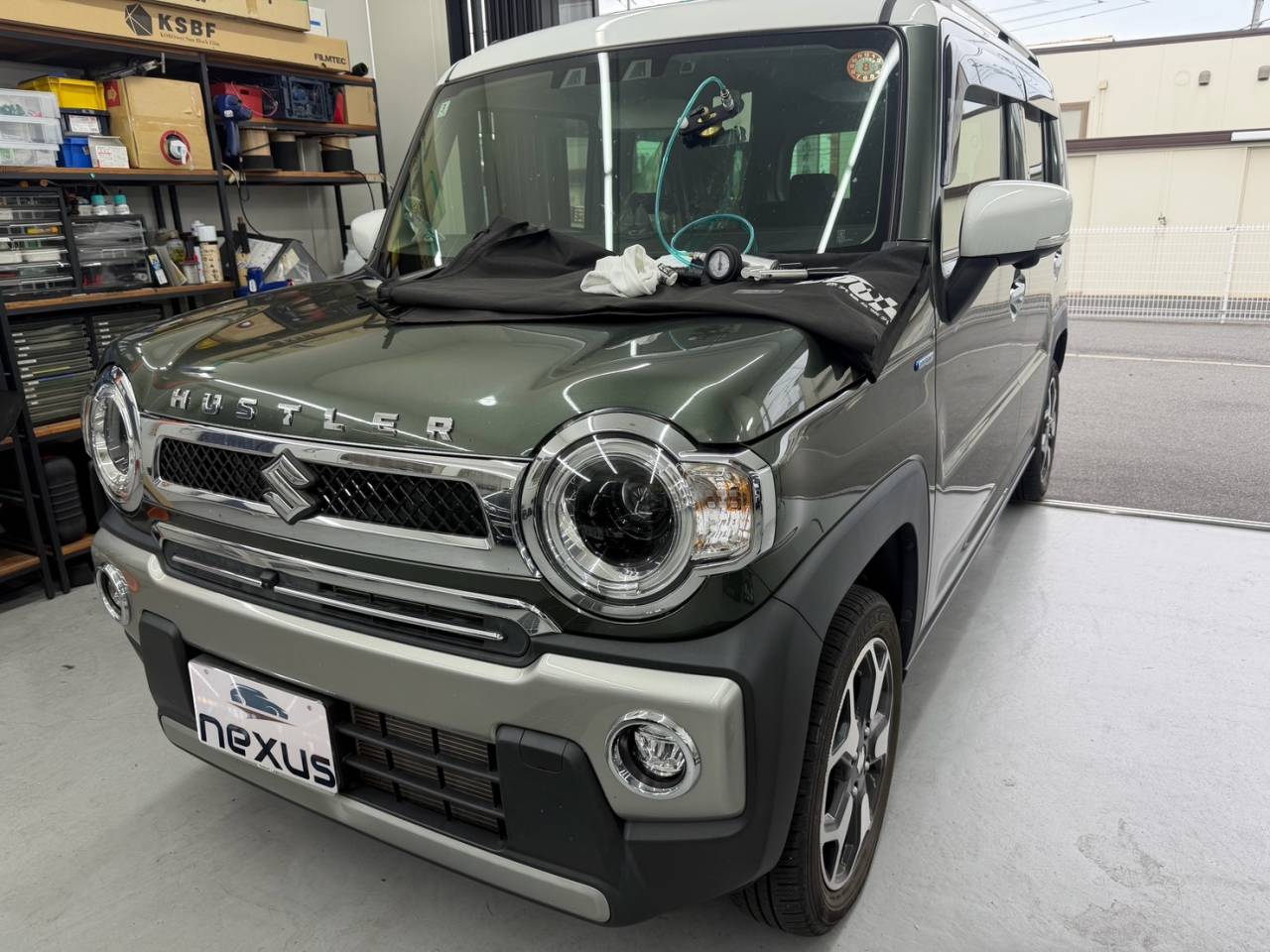 倉敷市のお客様にフロントガラス飛び石修理　ハスラー【nexus株式会社】