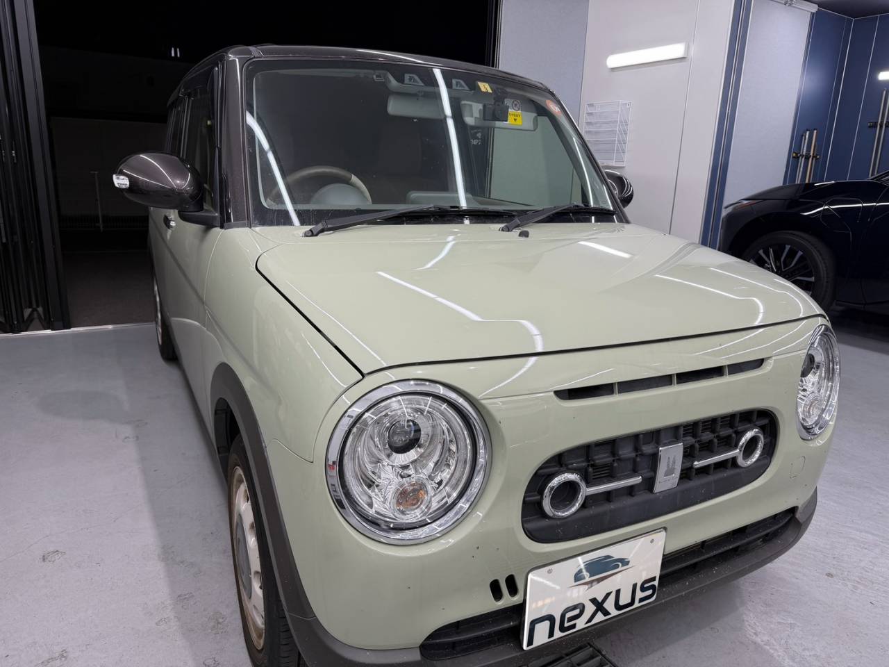 岡山市のお客様にフロントガラス飛び石修理　ラパン【nexus株式会社】